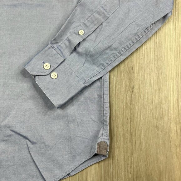 Todd Snyder Shirt Men’s 15.5 34/35 Blue Solid 2 Ply Cotton Stretch Button Up - Picture 3 of 16